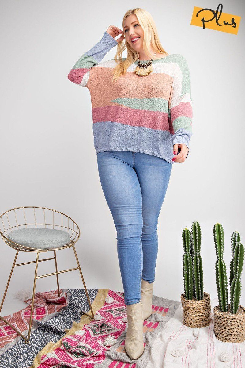 Striped Light Weight Knitted Sweater Top - Absolute Fashion 2020