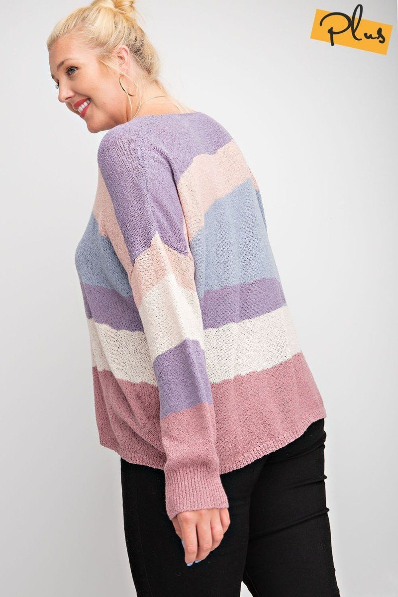 Striped Light Weight Knitted Sweater Top - Absolute Fashion 2020