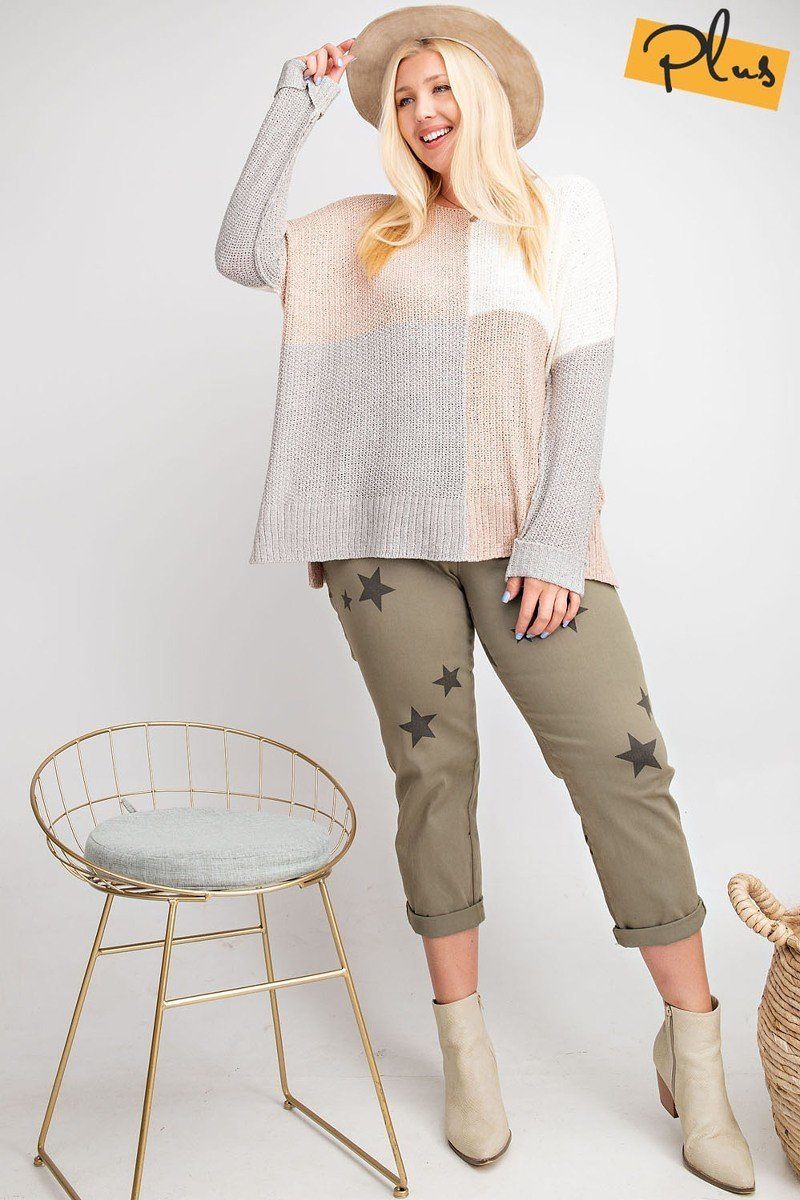 Color Block Long Sleeve Knitted Sweater Top - Absolute Fashion 2020