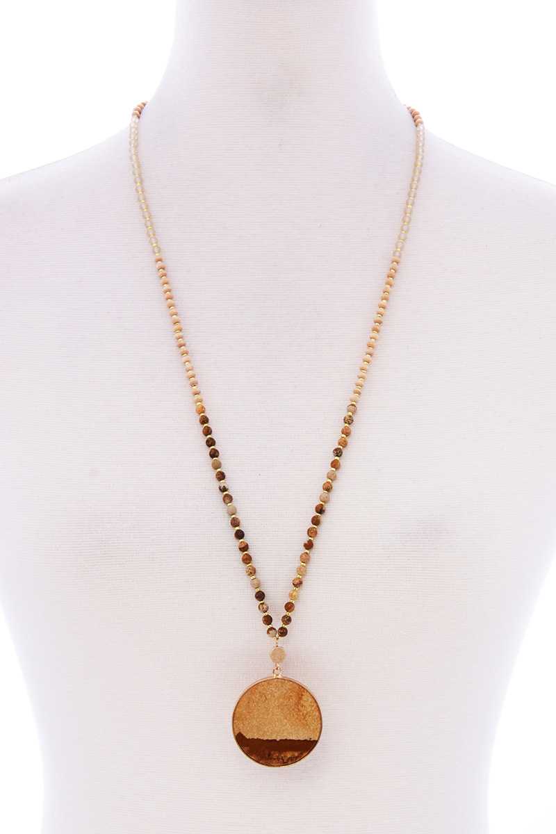 Wood Bead Pendant Long Becklace - Absolute Fashion 2020