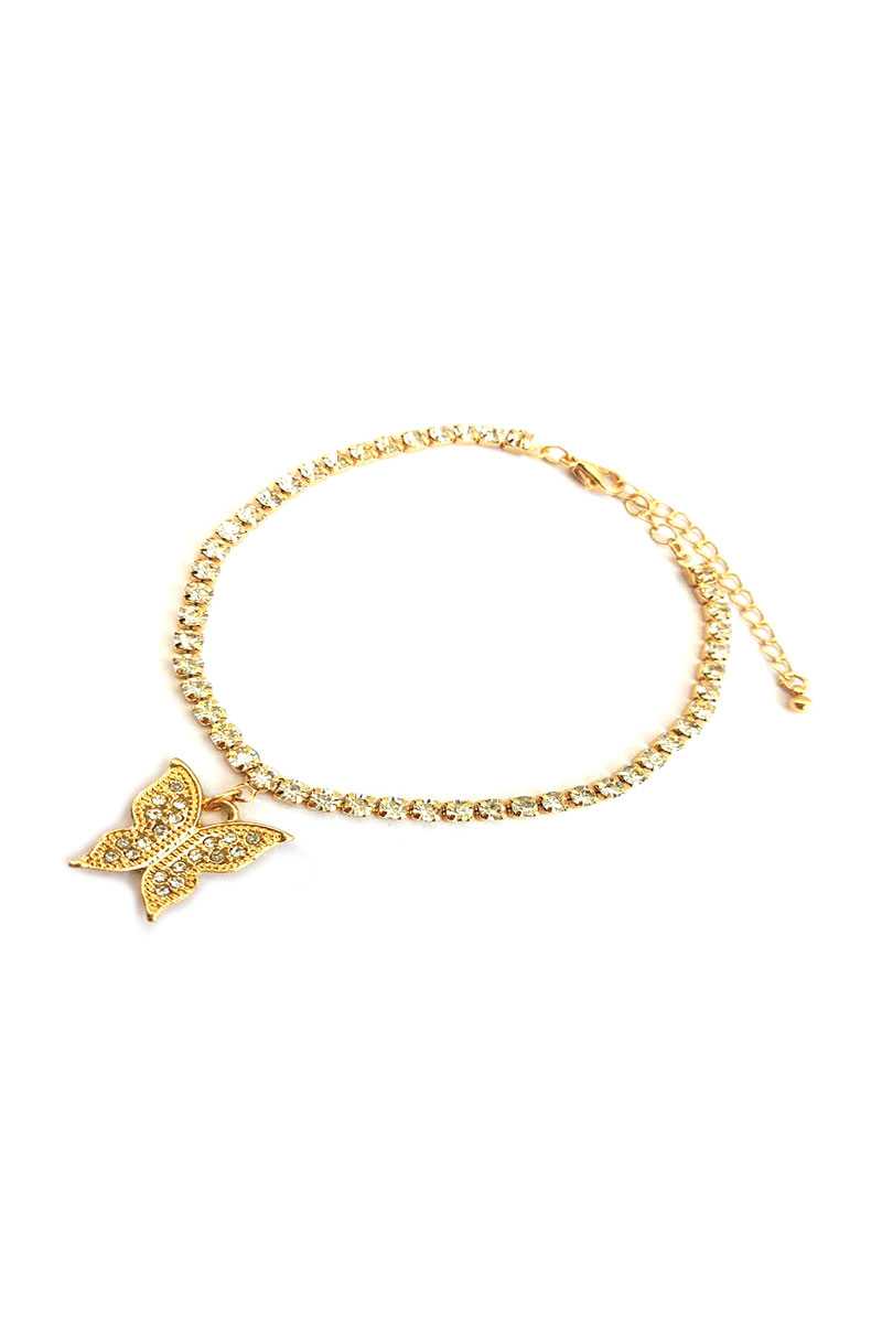 Trendy Multi Rhinestone Butterfly Dangle Bracelet - Absolute Fashion 2020