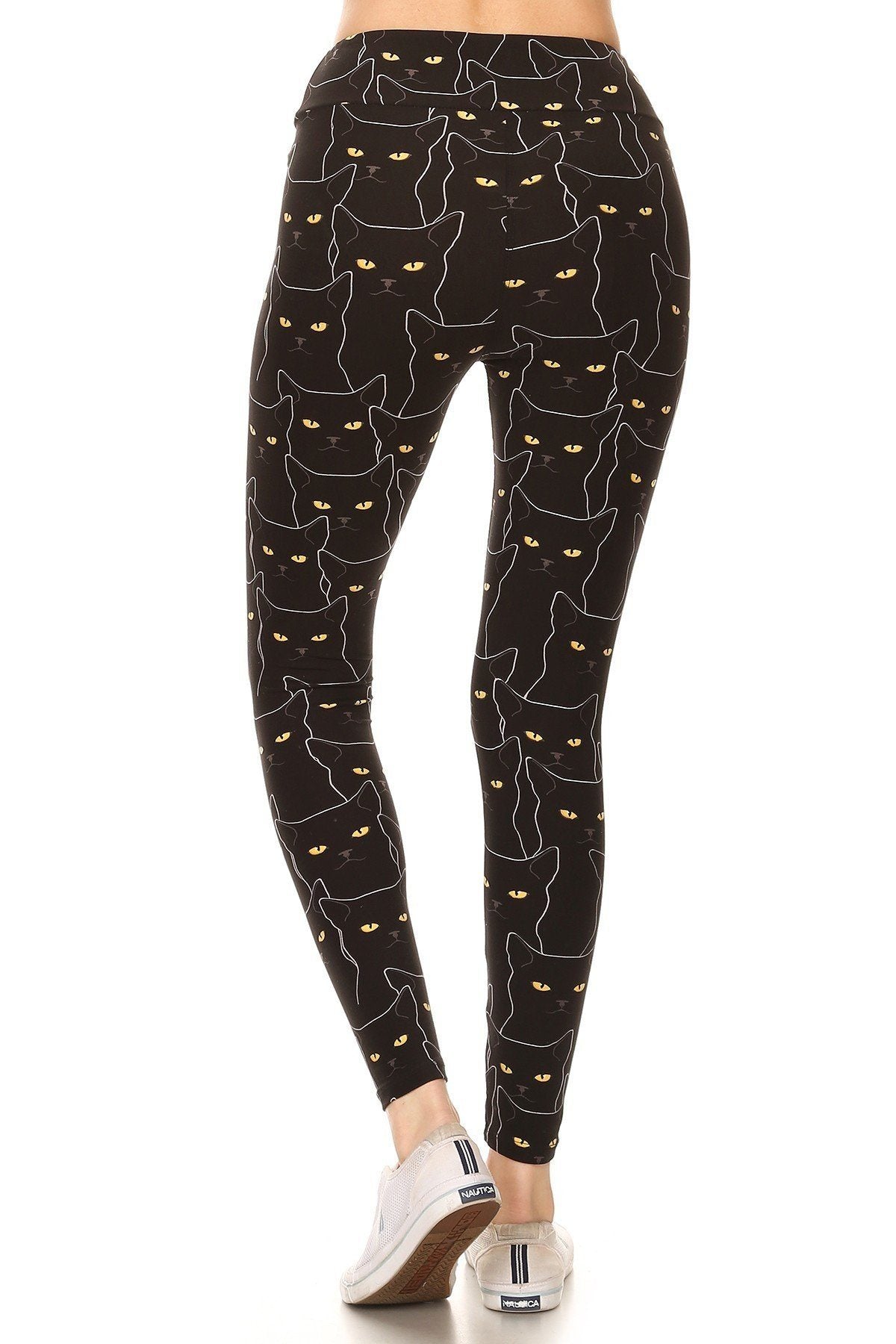 Yoga Style Banded Lined Black Cat Print, Full Length Leggings In A Slim Fitting - Absolute Fashion 2020