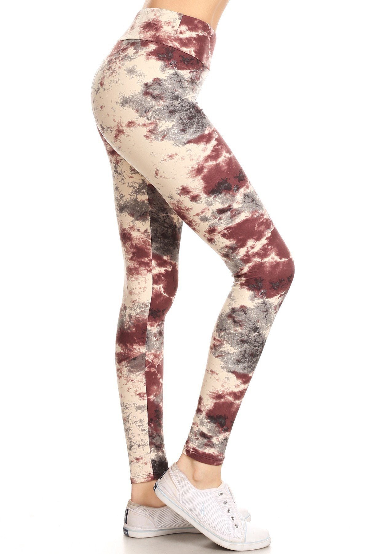 Yoga Style Banded Lined Tie Dye Print, Full Length Leggings In A Slim Fitting - Absolute Fashion 2020