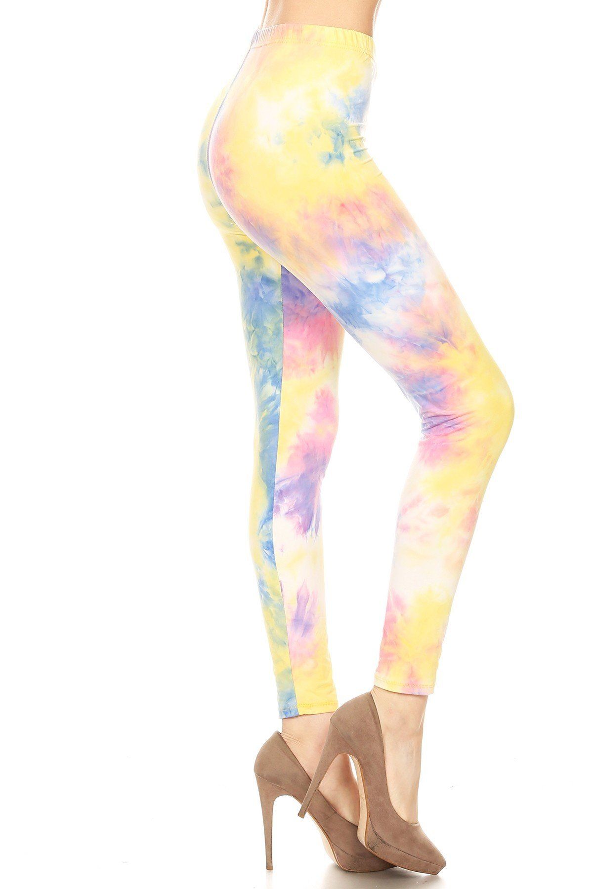 Tie Dye Printed, Full Length, High Waisted Leggings In A Fitted Style With An Elastic Waistband - Absolute Fashion 2020
