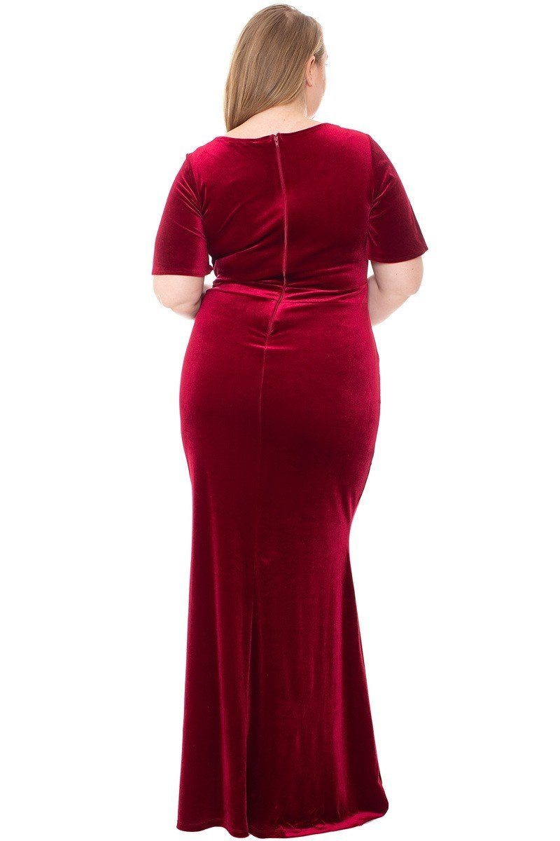 Stretch Velvet Bow Front Deep V-neck Dress - Absolute Fashion 2020