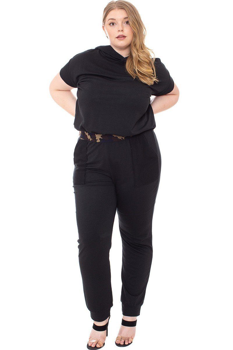 Camouflauge Detailed Jogger Plus Size Set - Absolute Fashion 2020