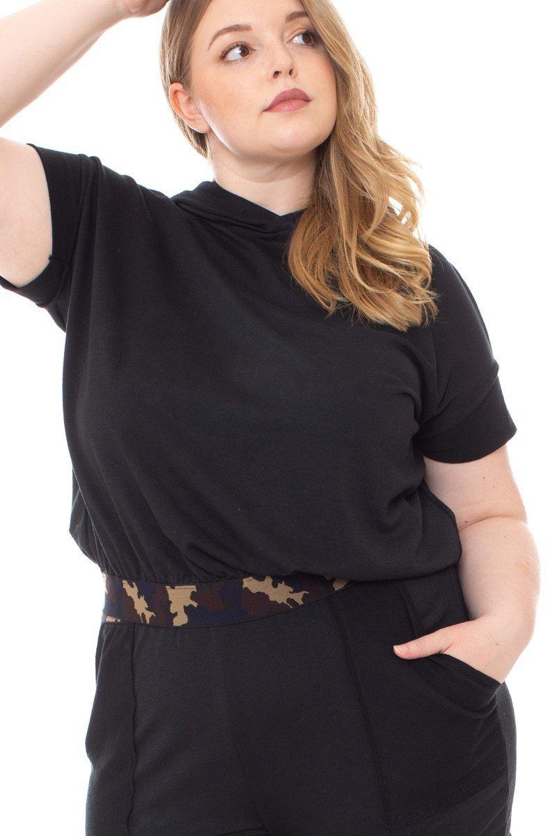 Camouflauge Detailed Jogger Plus Size Set - Absolute Fashion 2020