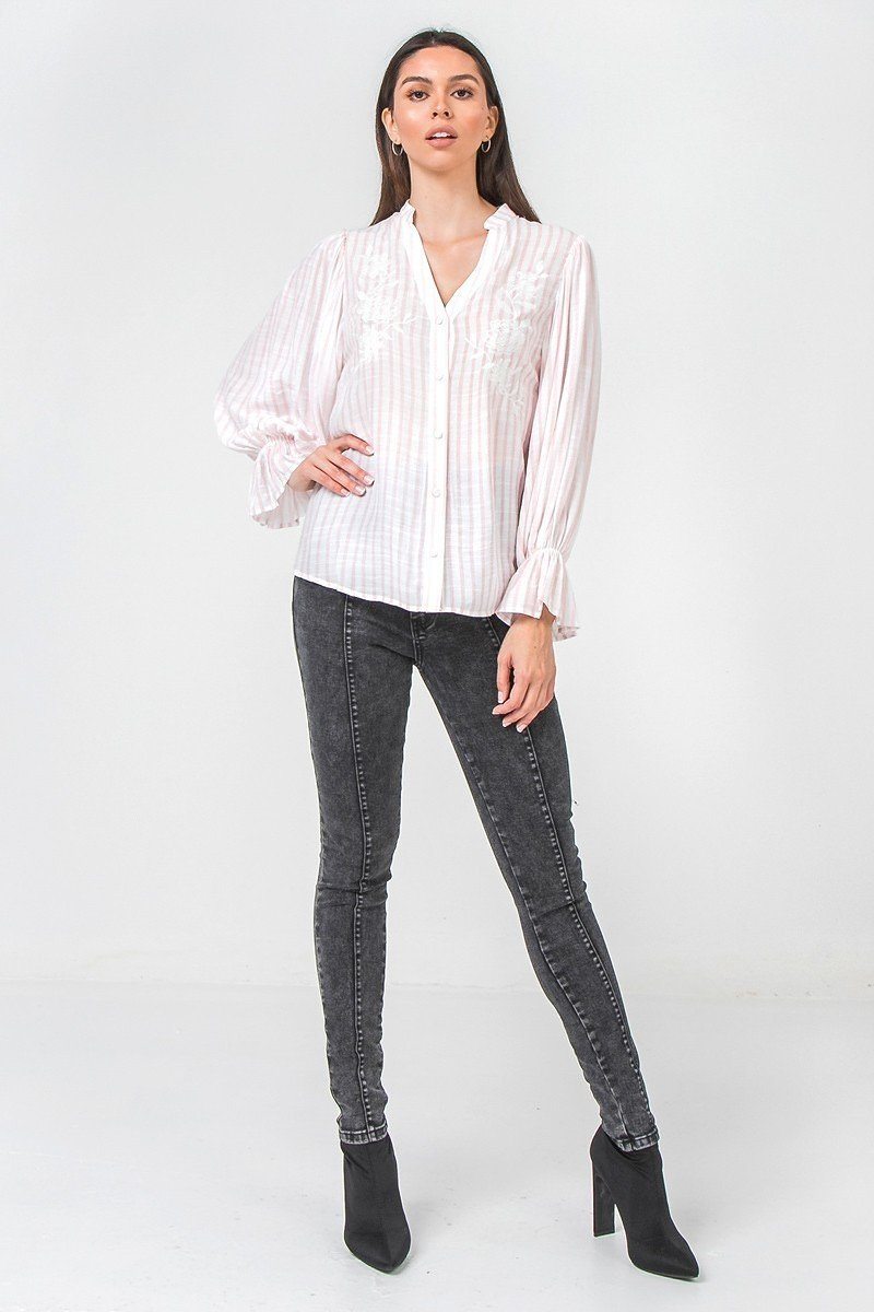 A Floral Eyelet And Solid Mixed Top - Absolute Fashion 2020