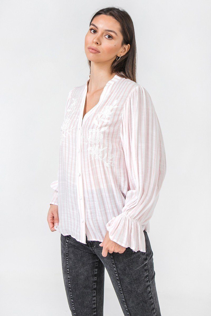 A Floral Eyelet And Solid Mixed Top - Absolute Fashion 2020