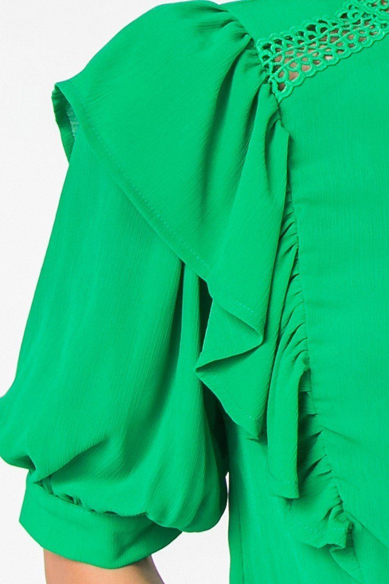 Ruffle Over Shoulder Woven Top - Absolute Fashion 2020