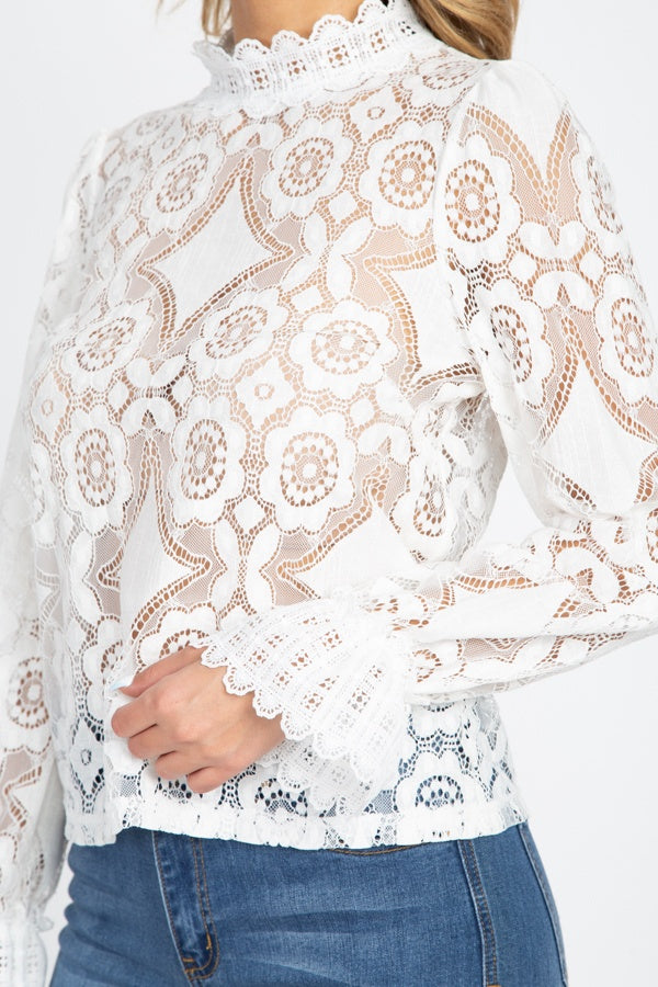 Sheer Floral & Geo Crochet Lace Top - Absolute Fashion 2020
