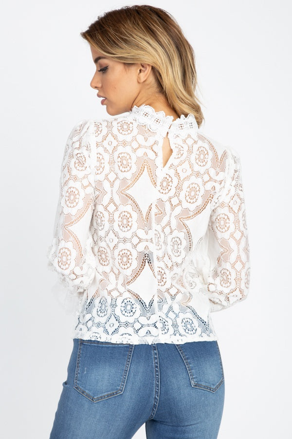 Sheer Floral & Geo Crochet Lace Top - Absolute Fashion 2020