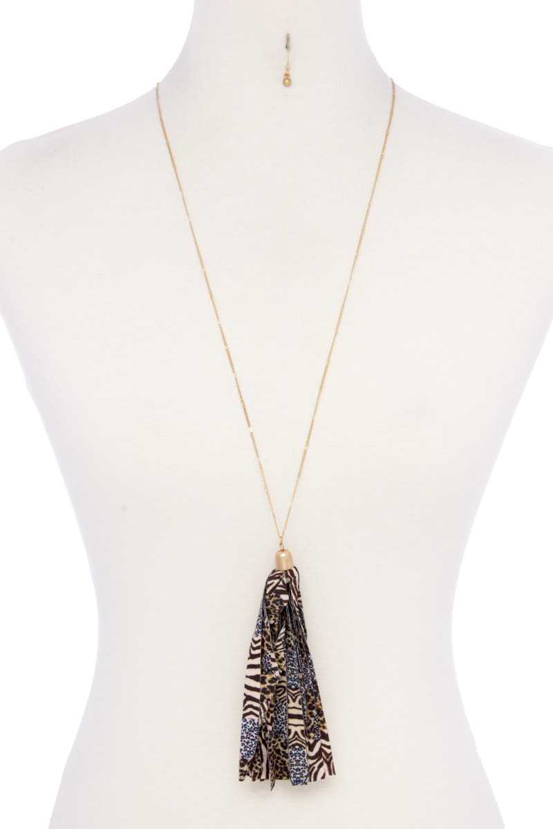 Animal Print Pattern Tassel Necklace - Absolute Fashion 2020