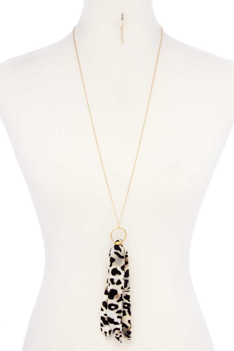 Animal Print Fabric Tassel Necklace - Absolute Fashion 2020