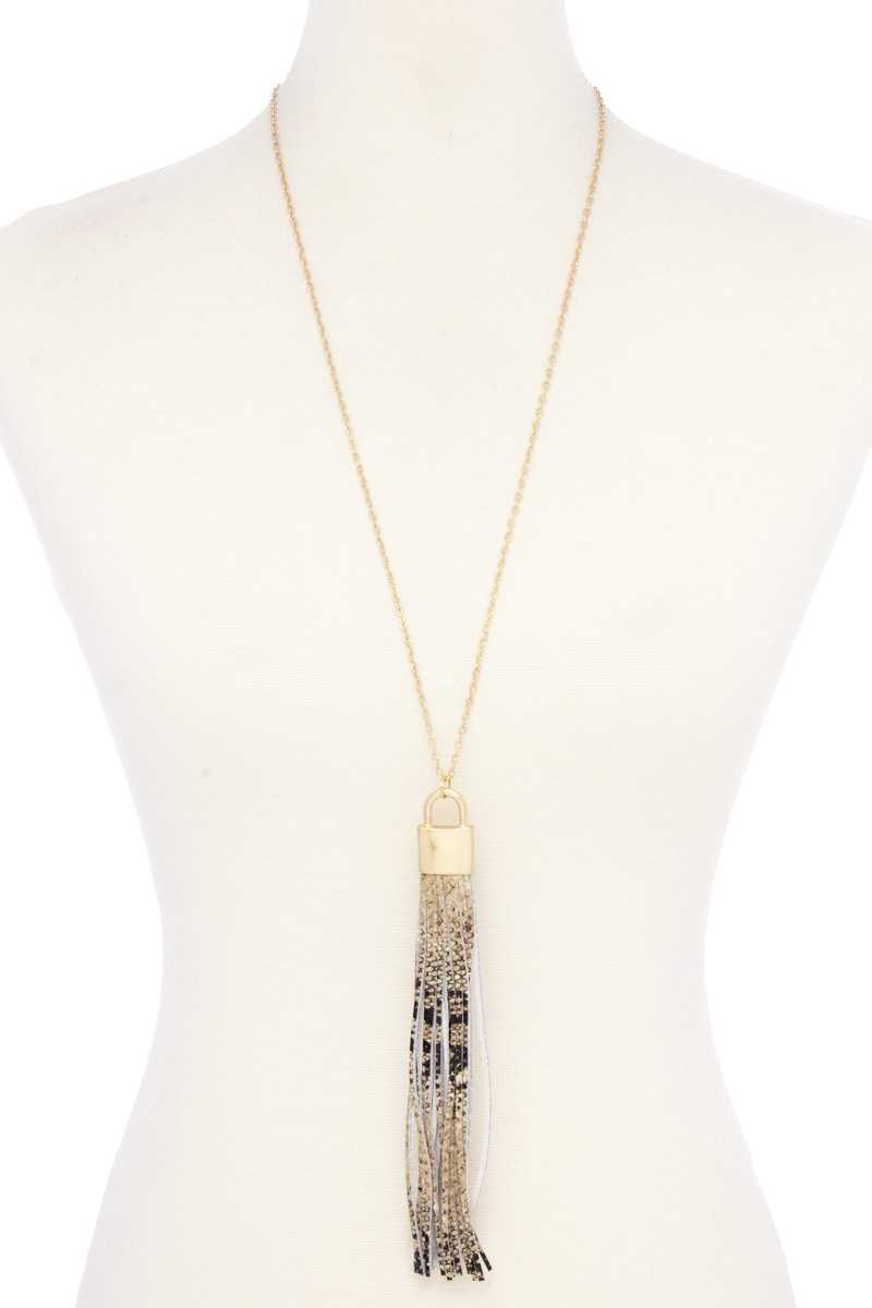 Snake Pattern Pu Leather Tassel Necklace - Absolute Fashion 2020