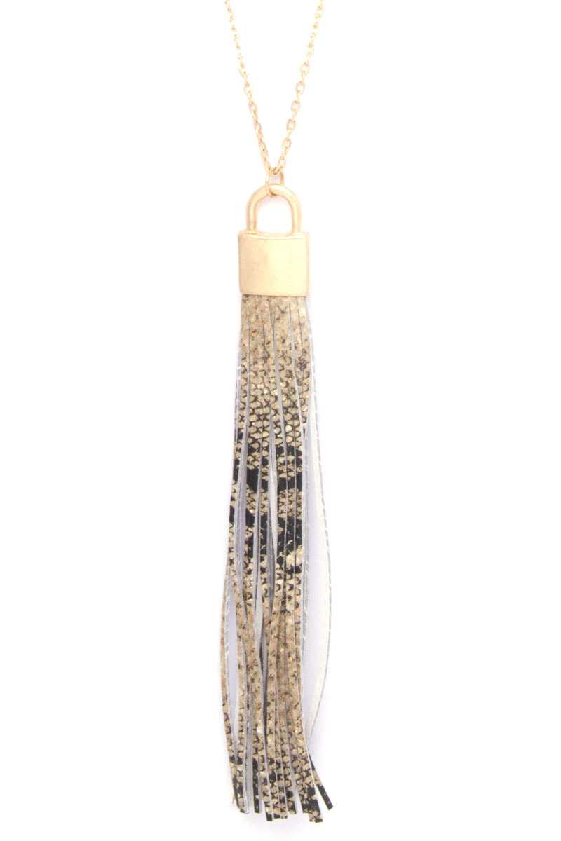 Snake Pattern Pu Leather Tassel Necklace - Absolute Fashion 2020