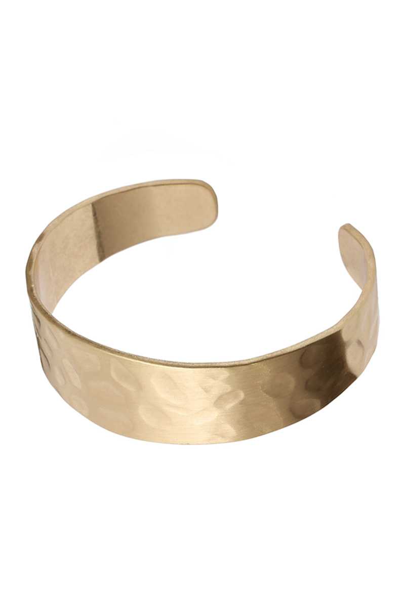 Hammered Metal Open Bangle Bracelet - Absolute Fashion 2020