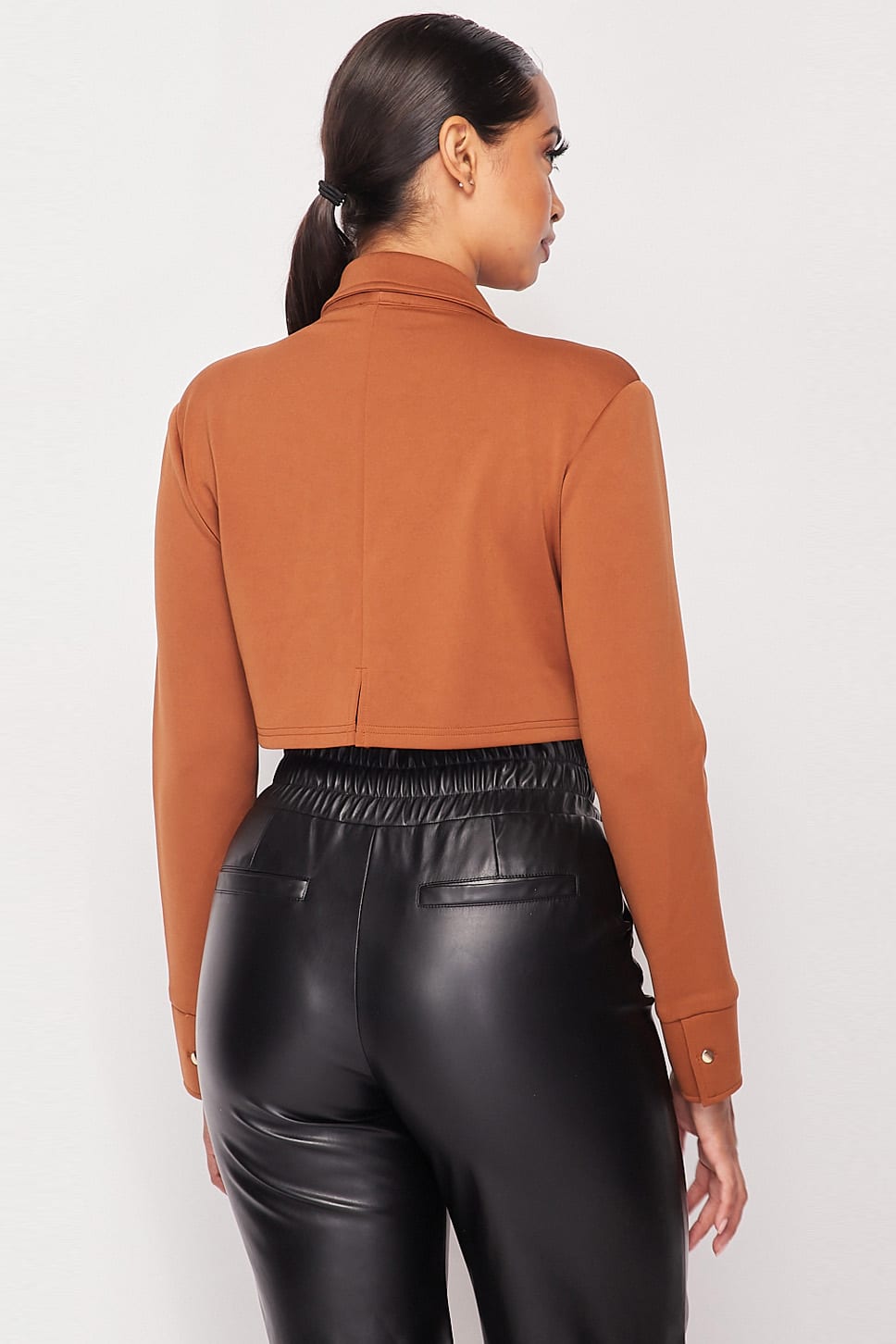Deep-v Cropped Power Shoulder Blazer Bodysuit - Absolute Fashion 2020