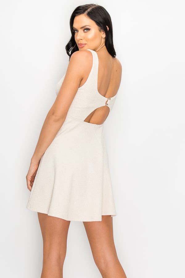V-neck Back Cutout Skater Dress - Absolute Fashion 2020