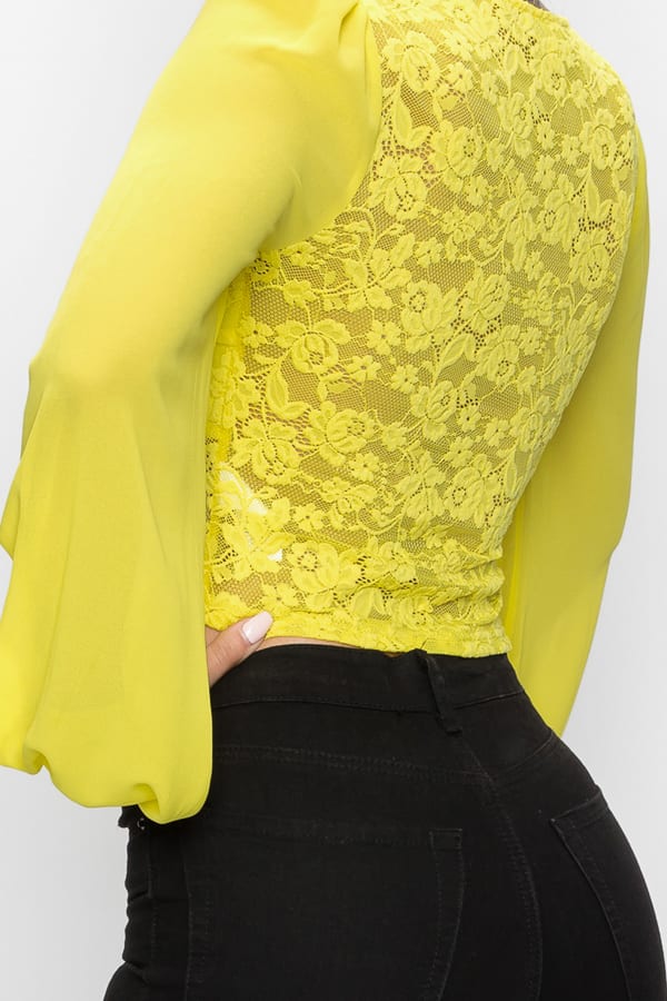 Bell Sleeve Lace Back Crop Top - Absolute Fashion 2020