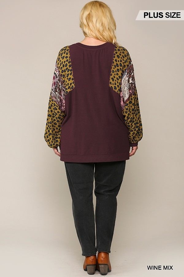 Animal And Paisley Print Mixed Tunic Top With Side Slit - Absolute Fashion 2020