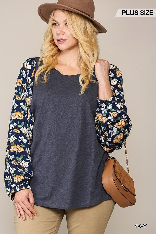 Floral Print Dolman Sleeve Round Hem Top - Absolute Fashion 2020