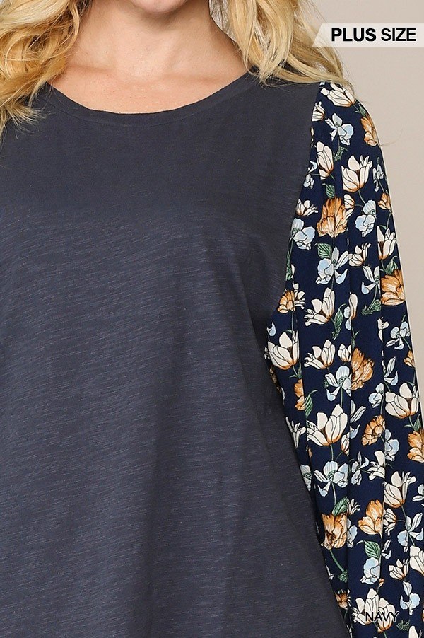 Floral Print Dolman Sleeve Round Hem Top - Absolute Fashion 2020