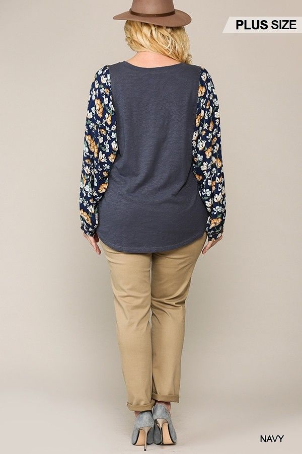 Floral Print Dolman Sleeve Round Hem Top - Absolute Fashion 2020