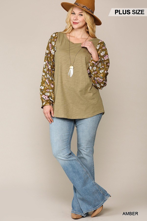 Floral Print Dolman Sleeve Round Hem Top - Absolute Fashion 2020