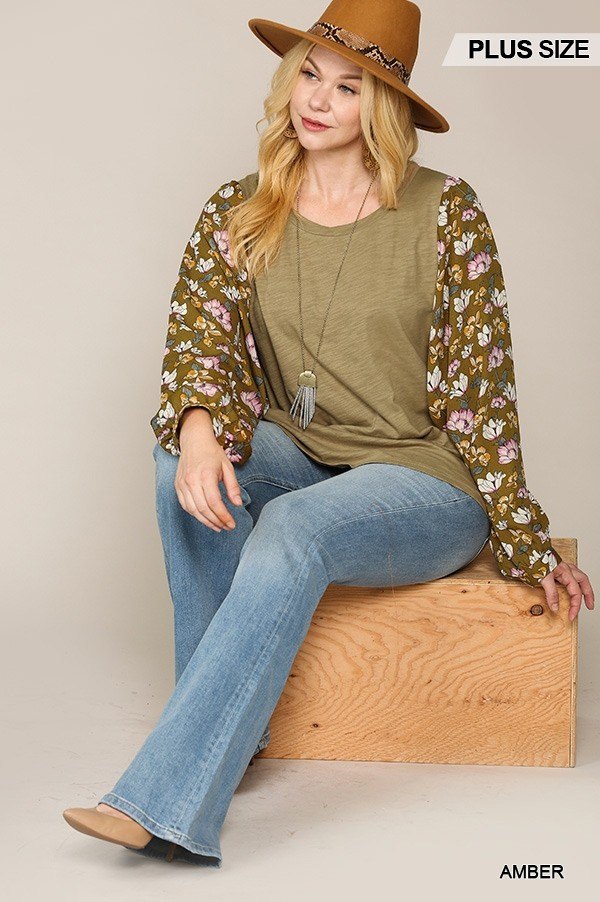 Floral Print Dolman Sleeve Round Hem Top - Absolute Fashion 2020