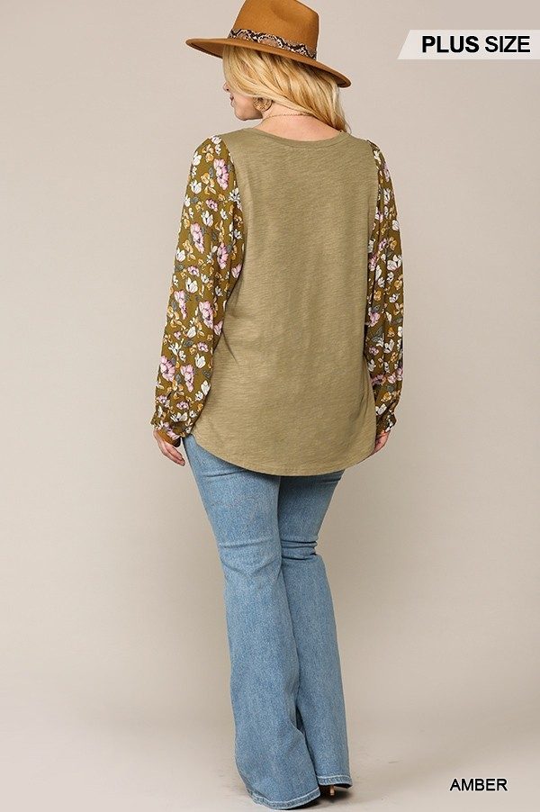 Floral Print Dolman Sleeve Round Hem Top - Absolute Fashion 2020