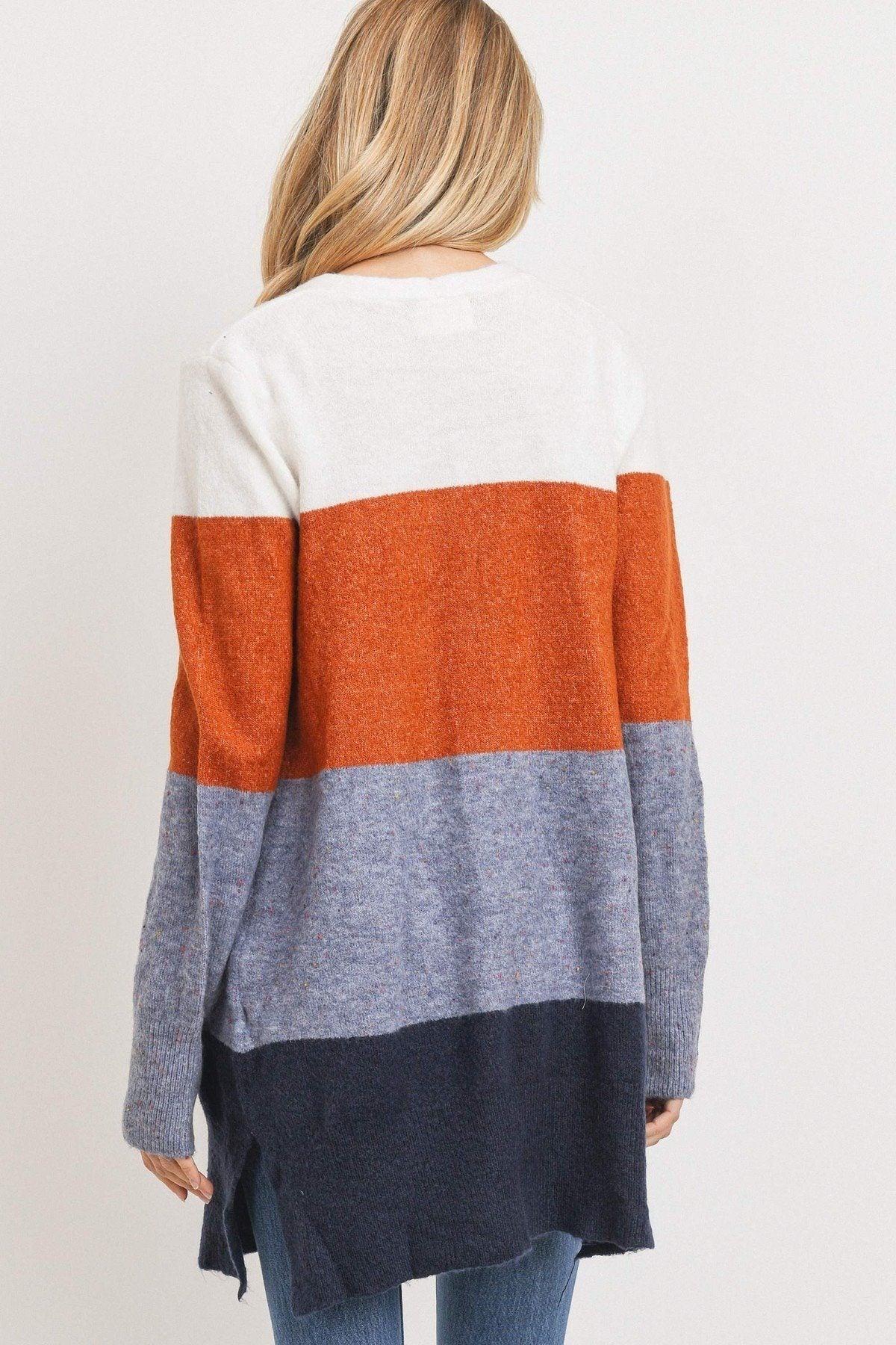 Striped Print Open Front Cardigan - Absolute Fashion 2020