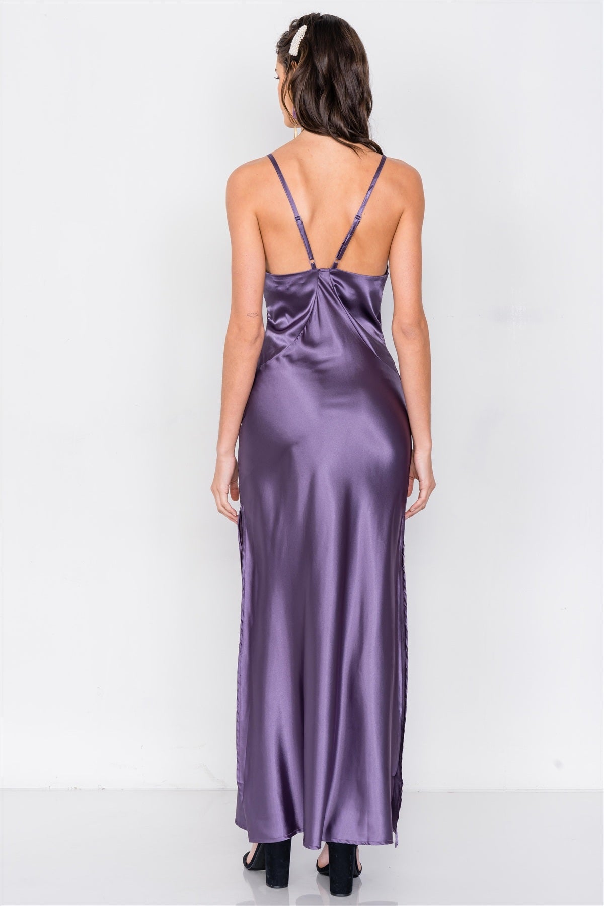 Satin Elegant Double Slit Sleeveless Maxi Dress - Absolute Fashion 2020