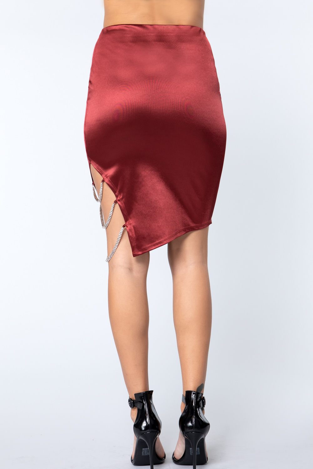 Jewel Strap Satin Midi Skirt - Absolute Fashion 2020
