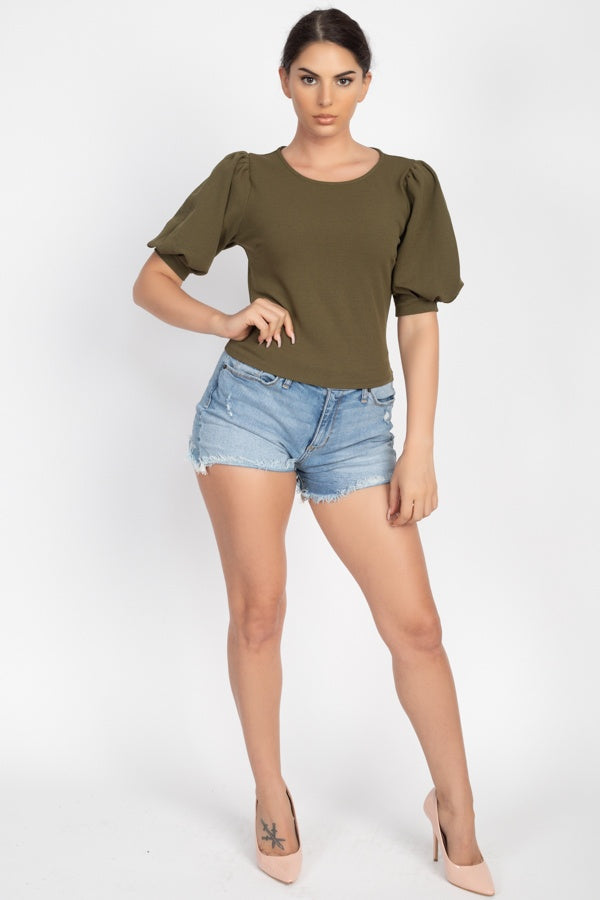 Techno Crepe Balloon Sleeve Top - Absolute Fashion 2020