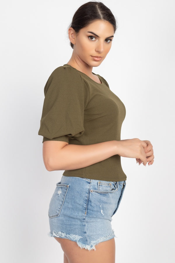 Techno Crepe Balloon Sleeve Top - Absolute Fashion 2020
