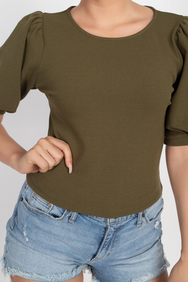 Techno Crepe Balloon Sleeve Top - Absolute Fashion 2020