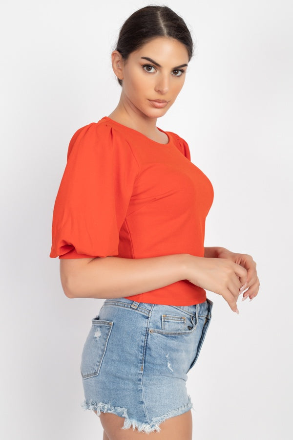 Techno Crepe Balloon Sleeve Top - Absolute Fashion 2020