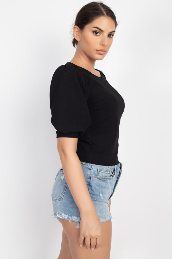 Techno Crepe Balloon Sleeve Top - Absolute Fashion 2020