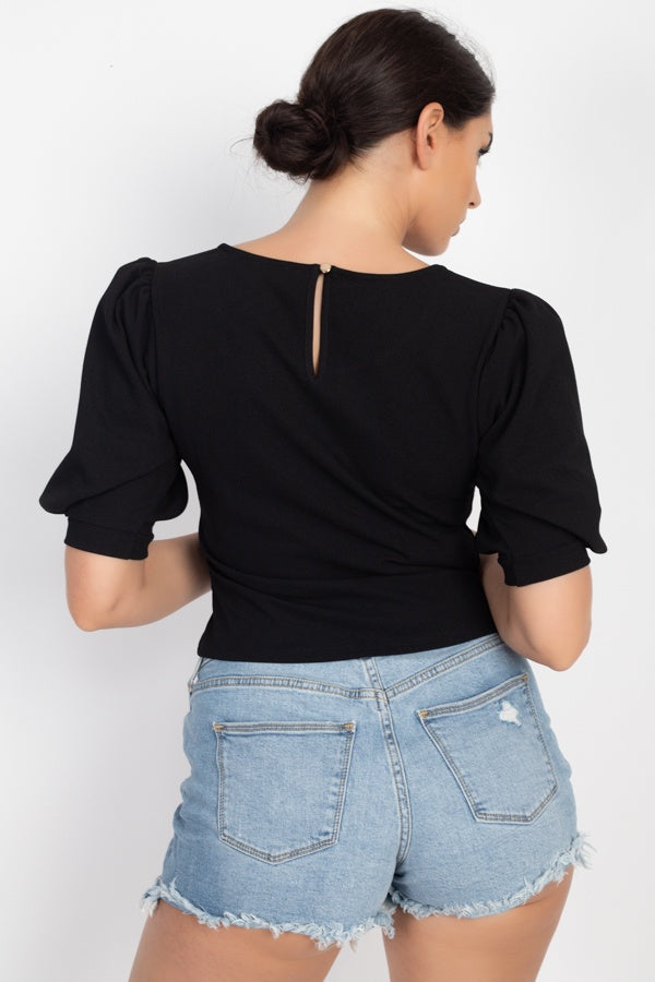 Techno Crepe Balloon Sleeve Top - Absolute Fashion 2020