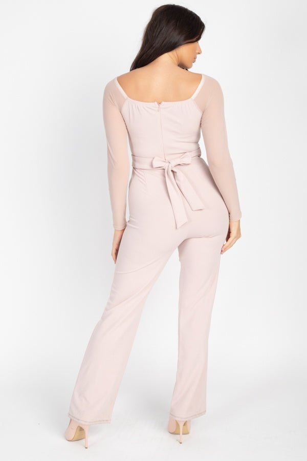 Self Tie Lace Embroidered Jumpsuit - Absolute Fashion 2020