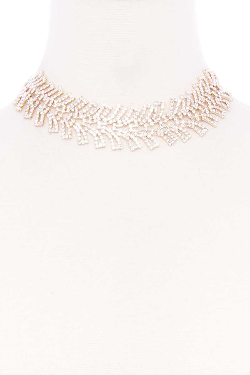 Rhinestone Wide Short Necklace - Absolute Fashion 2020