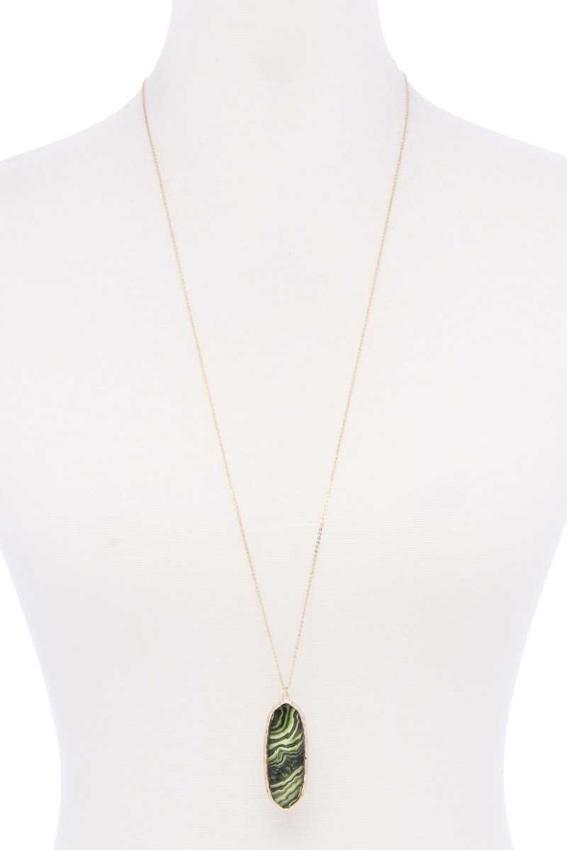 Acetate Oval Metal Edge Pendant Necklace - Absolute Fashion 2020