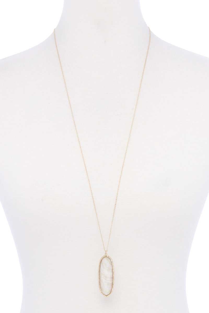 Acetate Oval Metal Edge Pendant Necklace - Absolute Fashion 2020