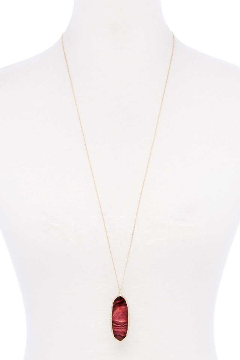 Acetate Oval Metal Edge Pendant Necklace - Absolute Fashion 2020