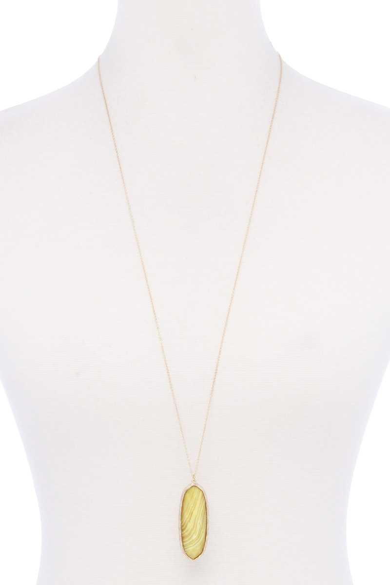 Acetate Oval Metal Edge Pendant Necklace - Absolute Fashion 2020