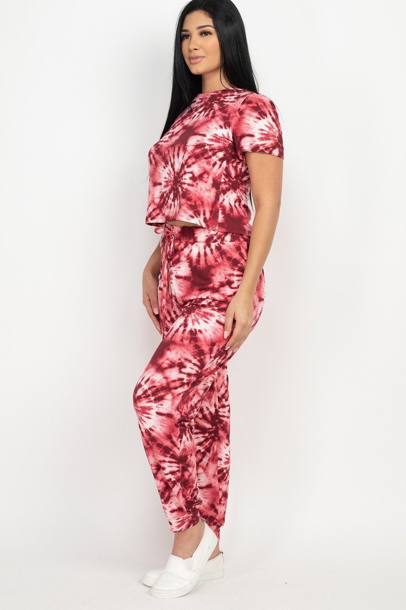 Tie-dye Printed Top And Pants Set - Absolute Fashion 2020