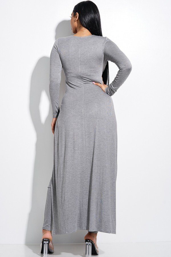 Solid Heavy Rayon Spandex Long Sleeve Crossed Over Long Top And Leggings 2 Piece Set - Absolute Fashion 2020