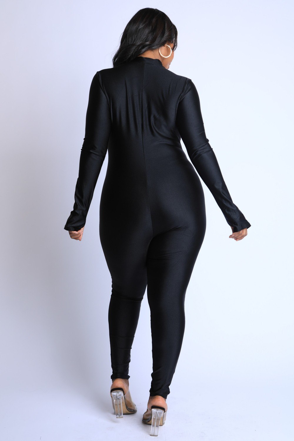 Thumbhole Mock Neck Zip Up Jumpsuit - Absolute Fashion 2020