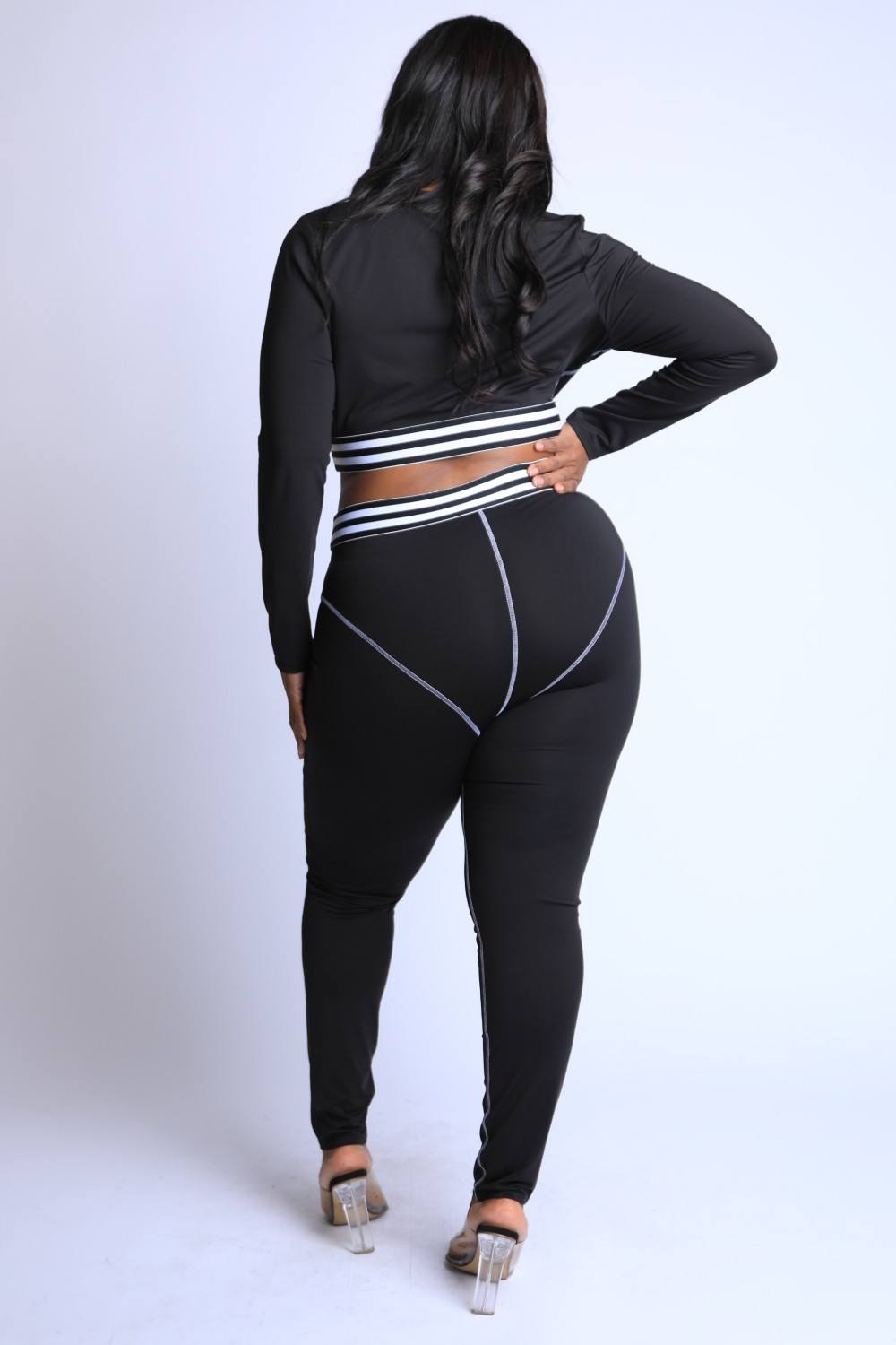 Striped Elastic Reverse Cover Stitch Detailed Set - Absolute Fashion 2020